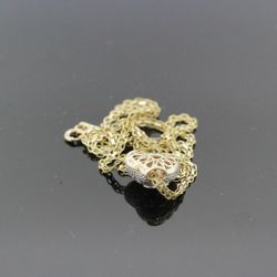 Women's 14k Yellow Gold & Diamond Heart Pendant & Necklace 5.7g0.50 TCW  #30932