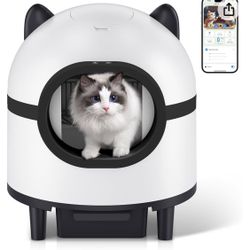 Self Cleaning Litter Box -110L Automatic Cat Litter Box Self Cleaning, All Litter Can Use, with 1 Roll Garbage Bags and Mat, App Control,