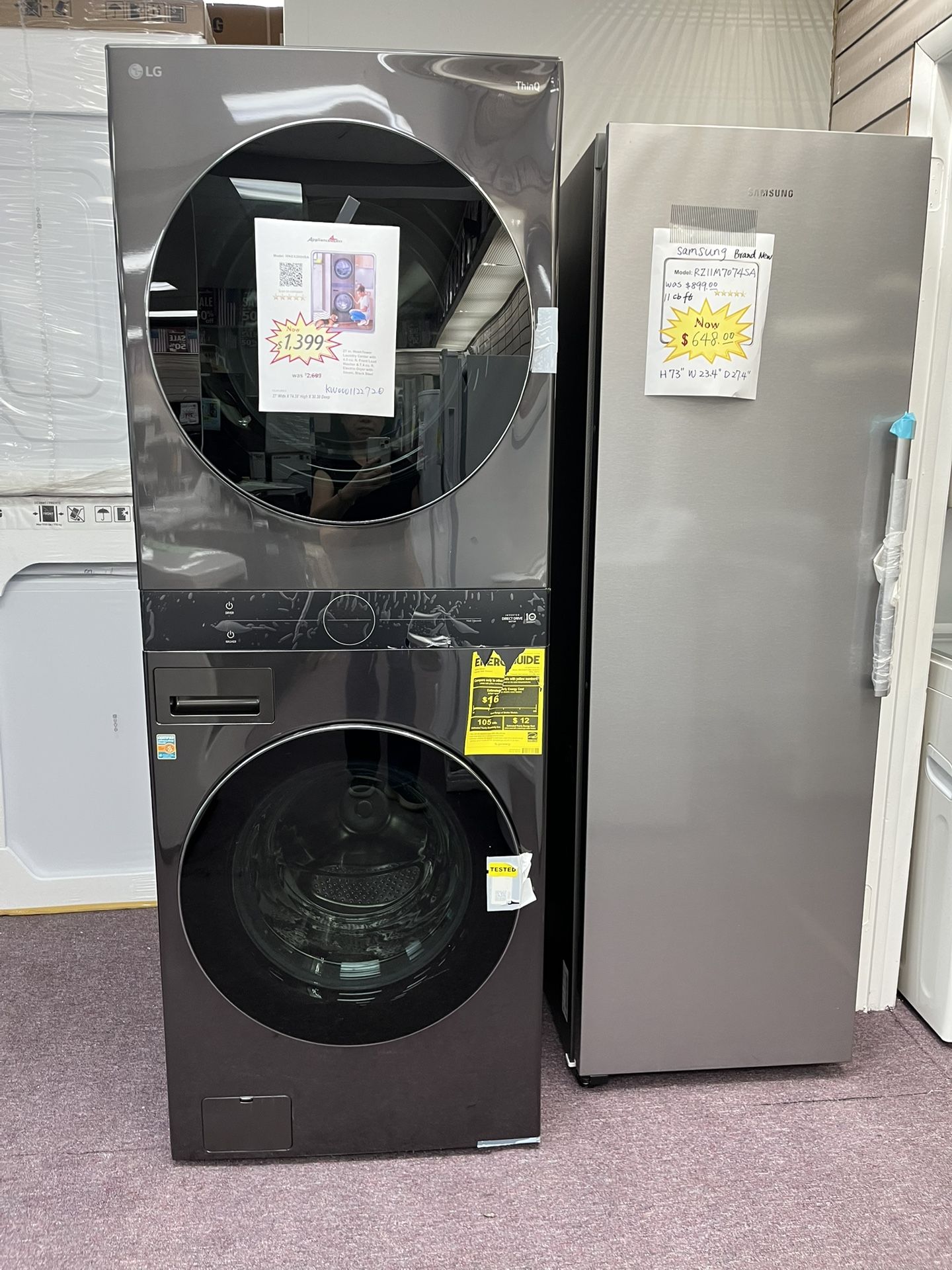 27’ Stackable Washer Dryer WashTower LG Black Stainless New Scratch And Dents Lavadora