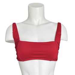 NWOT Andie Women’s Cherry Red Square Neck Havana Sporty Bikini Top Size Large