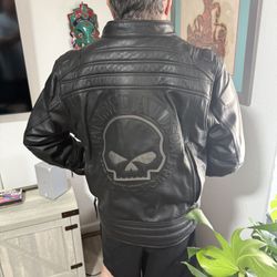 Skull Leather Harley Davidson Jacket Black 