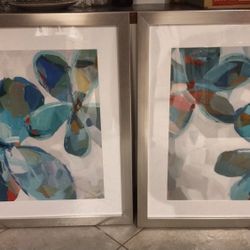 Large Floral Framed Canvas Painting 