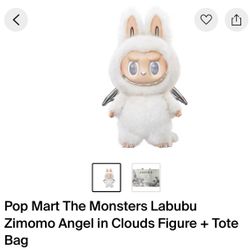 Pop Mart The Monsters Labubu Zimomo Angel in Clouds Figure + Tote Bag