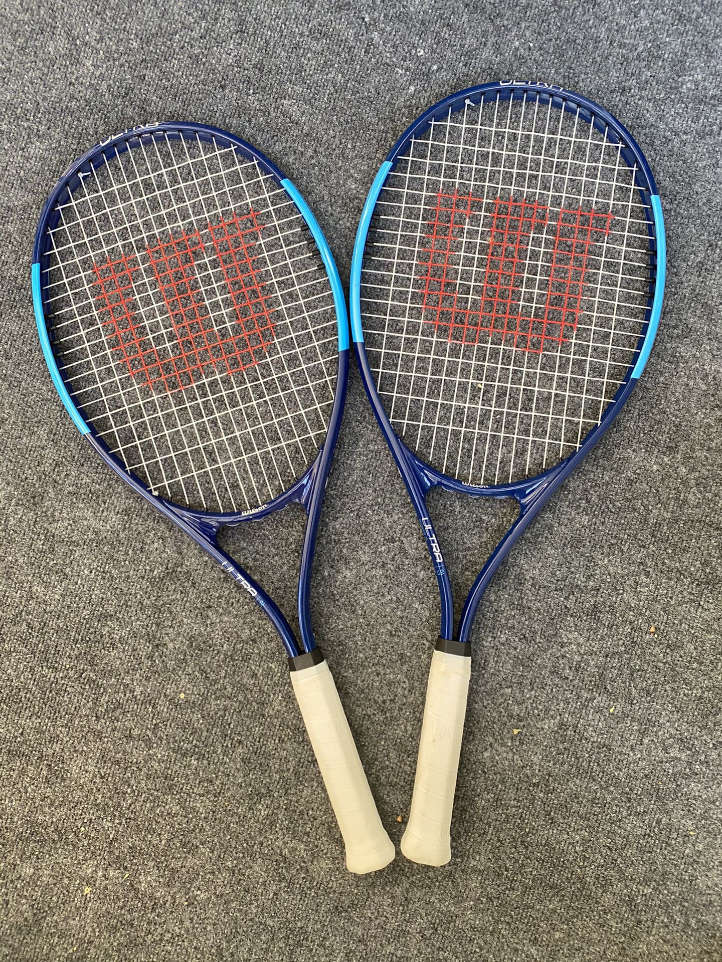 Adults 2 Tennis Rackets with 40 Tennis Balls, Wilson Ultra Power XL 112 (like new)