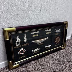 Vintage nautical handmade ship hulls and nautical knots with lettering 25х11.1/2