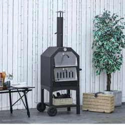 Pizza Oven Outdoor - Wood Fired Pizza Oven with Pizza Stone 