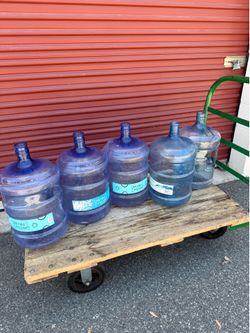 5 gal, water bottles,