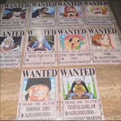 One Piece Wanted Posters Lot Of 10