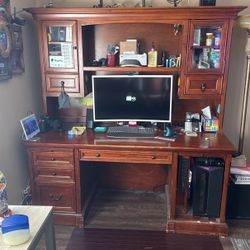 Solid Wood Desk With Hutch