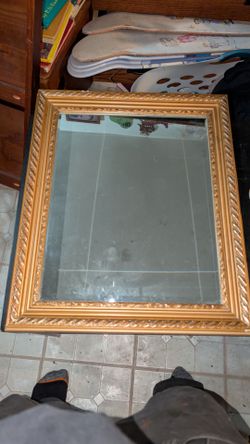 Vintage Gold Rope-Frame Beveled Wall Mirror