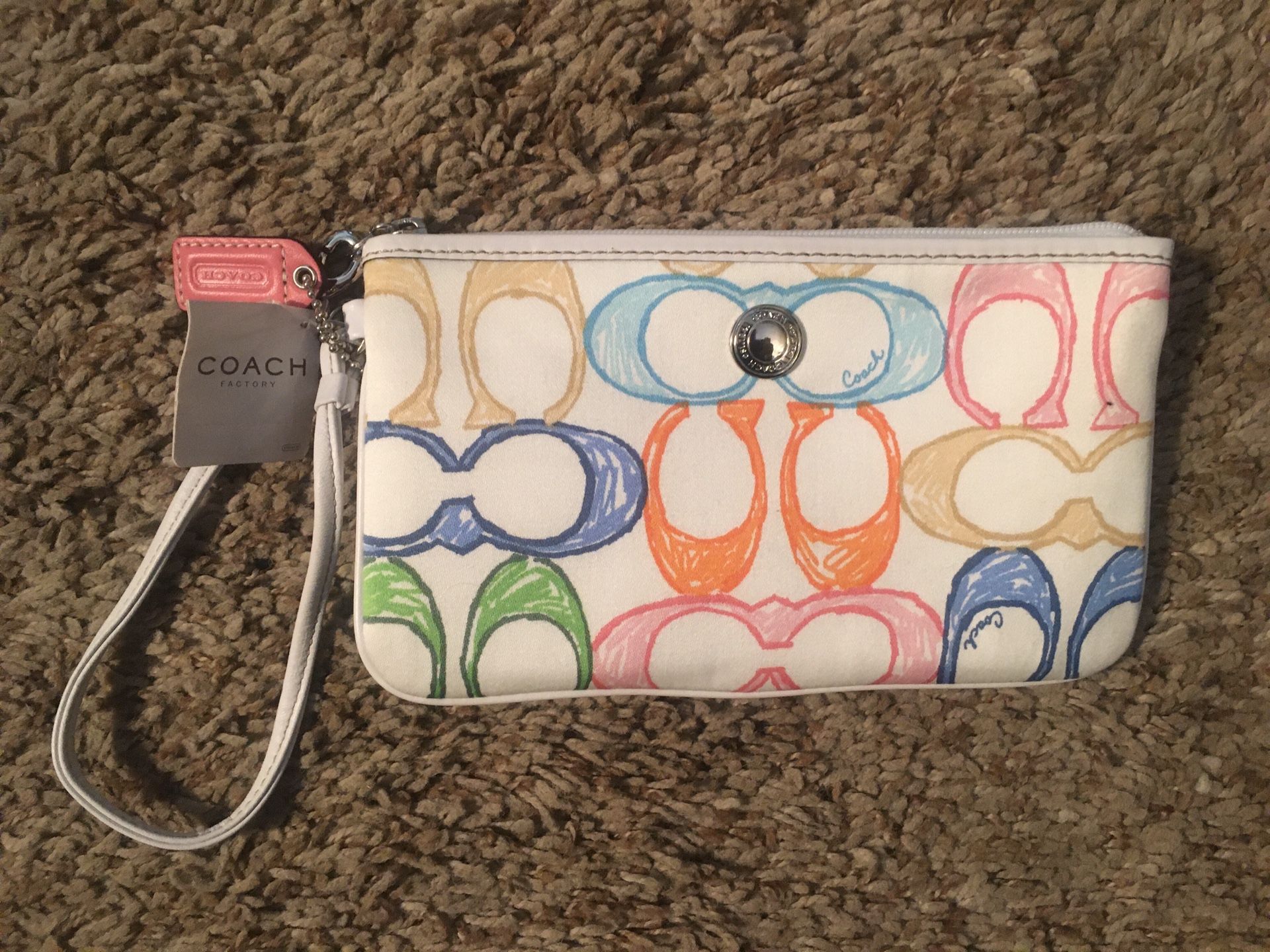 Coach multicolor large wristlet.