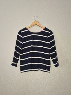 Tommy Hilfiger Womens Navy/ White Striped Top Size: Petite Small