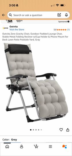 VINGLI Padded Zero Gravity Chair, Lounge Chair with Removable Cushion & Tray