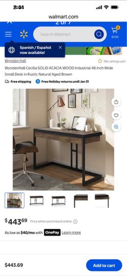 Solid Acacia Wood Industrial Desk