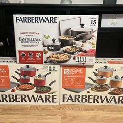 WAS $129.99!!  SALE $60🔥🔥.  BRAND NEW 15 PIECE PAN SET. 🥘. FACTORY SEALED.  NON STICK.  RED ONLY.  WAS $129.99(SEE AD). SALE ONLY $60🔥