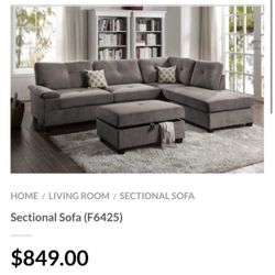 Gray Sectional Sofa With Ottoman 