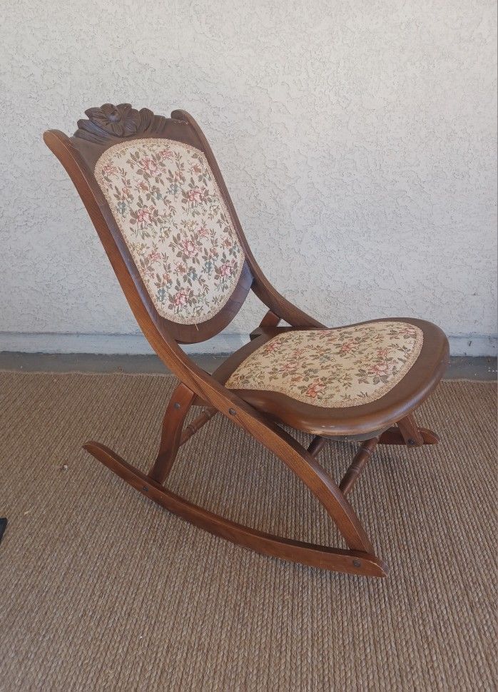 Vintage Foldable Wood Rocking Chair