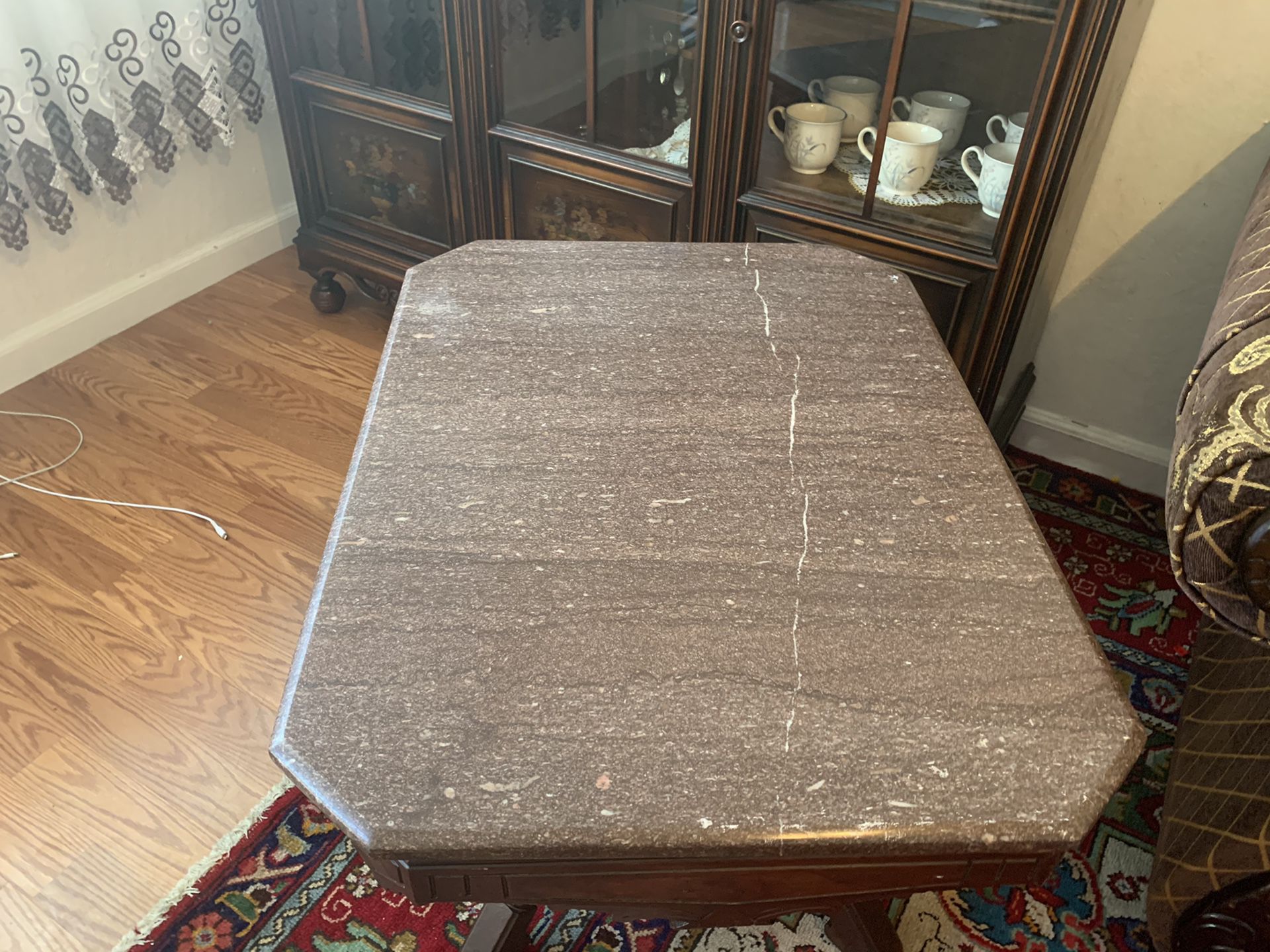 Antique table with marble