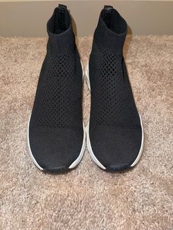 Black Knit Sock Sneakers White Sole