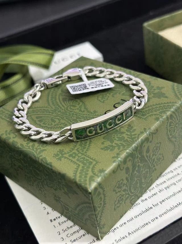 High-end silver bracelet with steel stamp