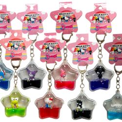 HELLO KITTY TSUNAMEEZ ACRYLIC KEYCHAIN FIGURE CHARM SET OF ALL 8 CHARACTERS – HELLO KITTY , CINNAMOROLL , KUROMI , MY MELODY , TUXEDO SAM , CHOCOCAT ,