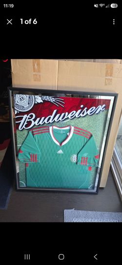 Mexico world cup 2010 Budweiser soccer display beer bar framed jersey rare pub