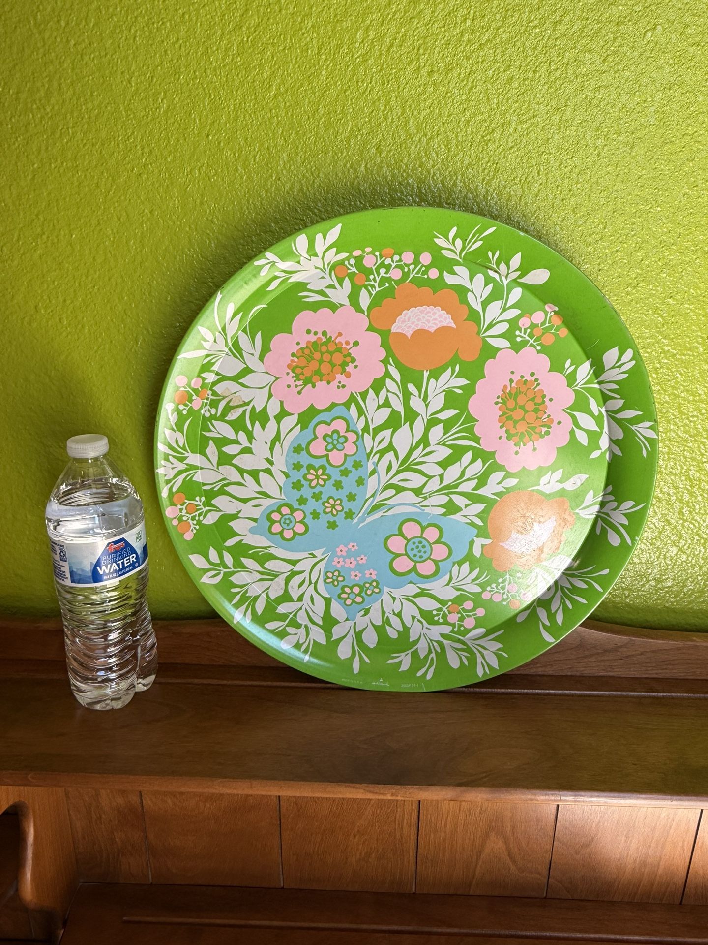 Vintage 1970s Flower Power Serving Tray Boho Kitsch