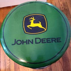 John Deere Bar Stool; Clock And Puzzle.