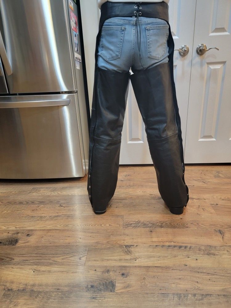 Leather biker chaps.
