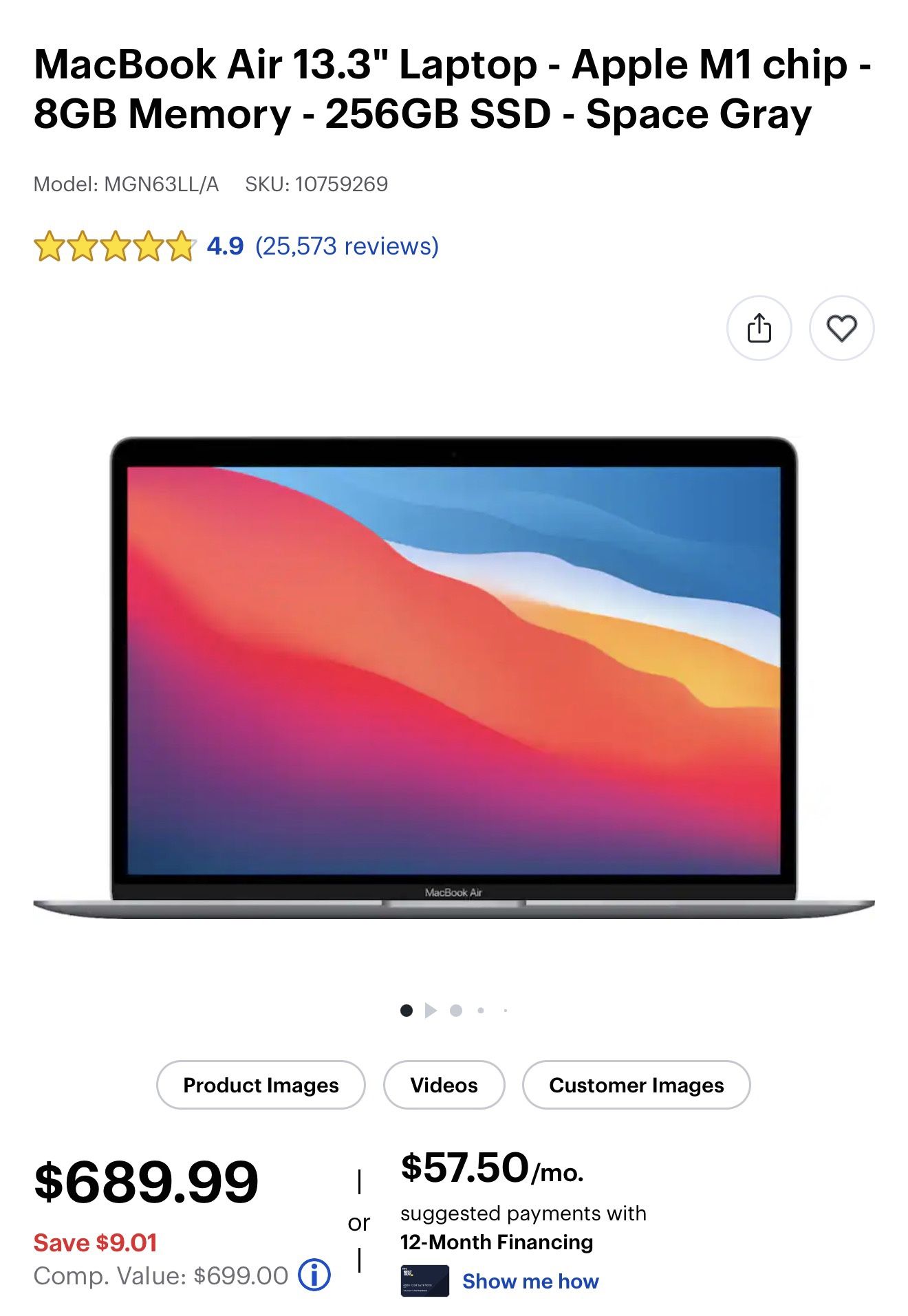 MacBook Air 13.3’ Space Gray 256 GB