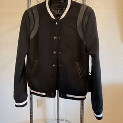 Forever 21 Varsity Jacket Black White Snap Front Women’s Small NWT