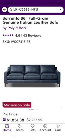 New Blue ITALIAN leather Couch