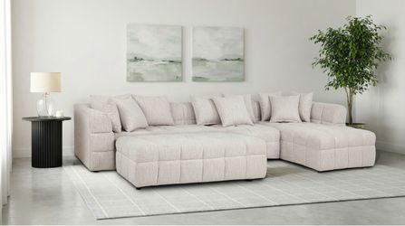 4PCS UPHOLSTERED  MODULAR SECTIONAL IVORY (C) $1399 FREE LOCAL DELIVERY