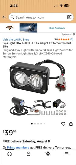 E bike headlight with switch
