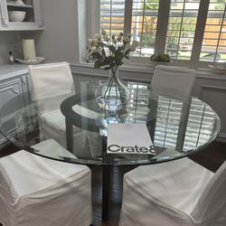 Crate And barrel Monarch Designer Glass Dinning Table 