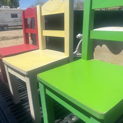 3 Wood Small Little Kids Chairs