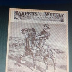 Remington Harper's Weekly print poster hard plastic Horse Cowboy