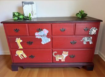 Kids 6 Drawer “Animal Safari” themed dresser