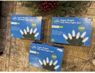 LED Mini Light Sets 350 Lights 76 Ft Winter Wonder Lane 3 Boxes Christmas Lights