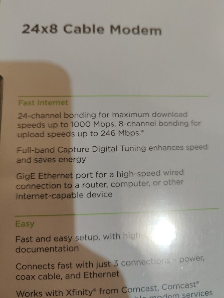 Motorola MB7621 Cable Modem 1000mbps download 24x8 channel download