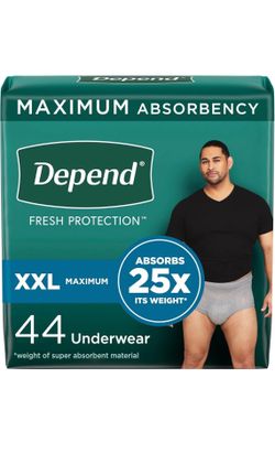 New Depend Fresh Protection Adult Incontinence Underwear for Men, XXL, 44 Count