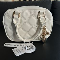 Blush Crush Quilted White NWT Women's Crossbody Bag with Gold Charms Vegan