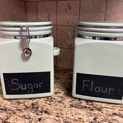 Crate & Barrel Ceramic Canisters (Sugar & Flour) – Set of 2