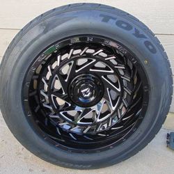 4 New 20X12 Gloss Black Gear Offroad Rims 305 50 20 Toyo Tires 6Lug *Chevy* *Ford* *-44MM Offset*
