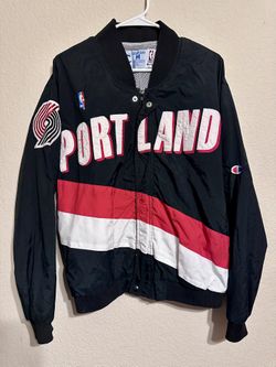 Vintage 90s Portland Trail Blazers Jacket Black Size Medium M Warm Up Champion