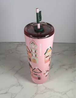 NWT Starbucks Bearista Bears Christmas Trees Tumbler 2025 Pink 24 Oz Sip or Straw