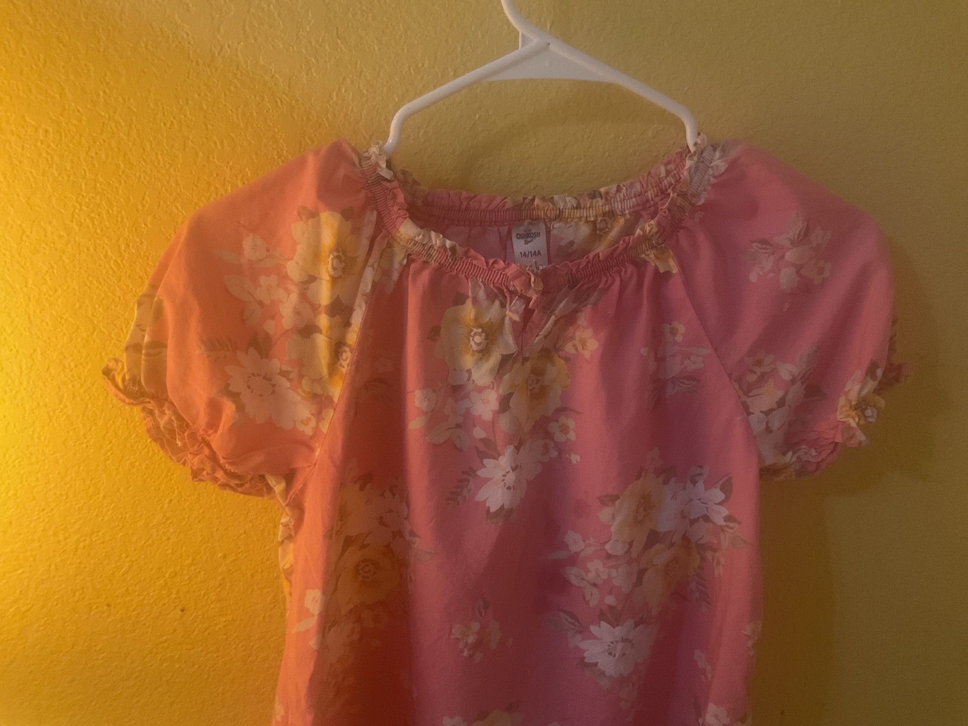OshKosh B'gosh Girls Floral Puff Sleeve Blouse - Size 14