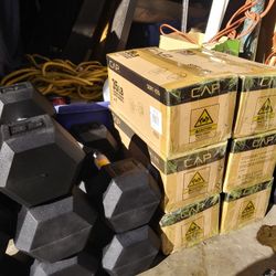 35lb Rubber Hex Dumbbells