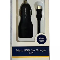 New Metro T-Mobile Universal Micro USB Car Charger 2.1A Black 4 ft Cable