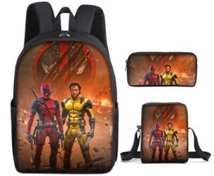 New Deadpool & Wolverine 3Pcs Backpack Set with Lunch Bag And Pencil Case
